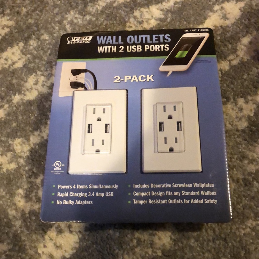 Feit Electric Wall Outlets with USB Ports (2 pack)